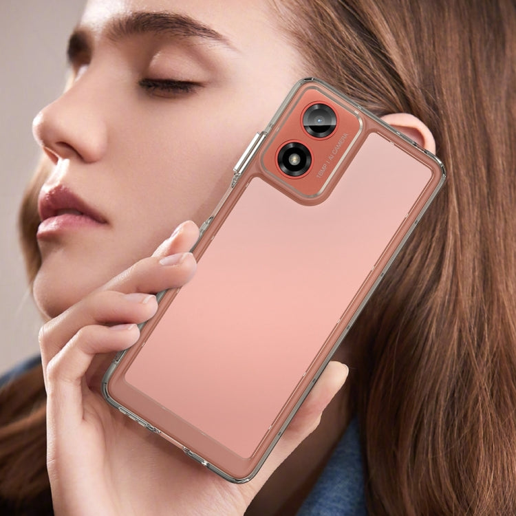 For Motorola Moto G24 Power Colorful Series Acrylic Hybrid TPU Phone Case(Transparent Grey) by buy2fix