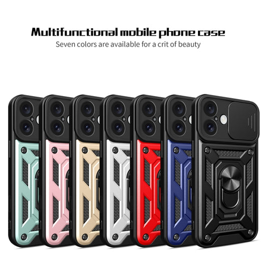 For iPhone 16 Plus Sliding Camera Cover Design TPU+PC Phone Case(Gold) by buy2fix