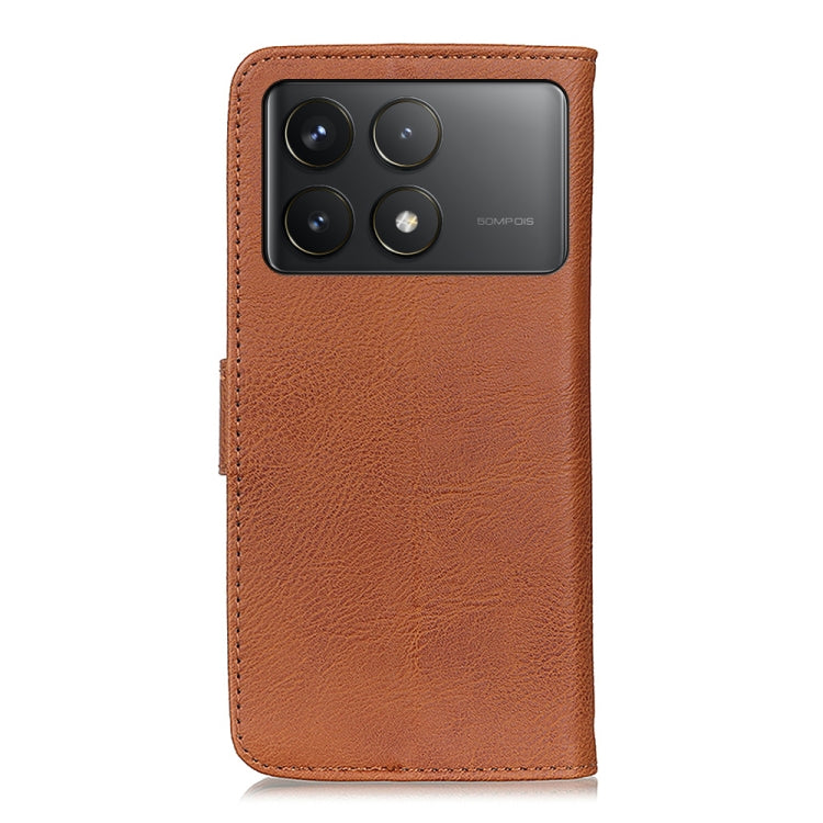 For Xiaomi Redmi K70 5G / K70 Pro 5G KHAZNEH Cowhide Texture Flip Leather Phone Case(Brown) - Xiaomi Cases by buy2fix | Online Shopping UK | buy2fix