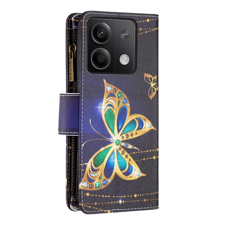 For Xiaomi Redmi Note 13 4G Global Colored Drawing Pattern Zipper Leather Phone Case(Big Butterfly) - Xiaomi Cases by buy2fix | Online Shopping UK | buy2fix