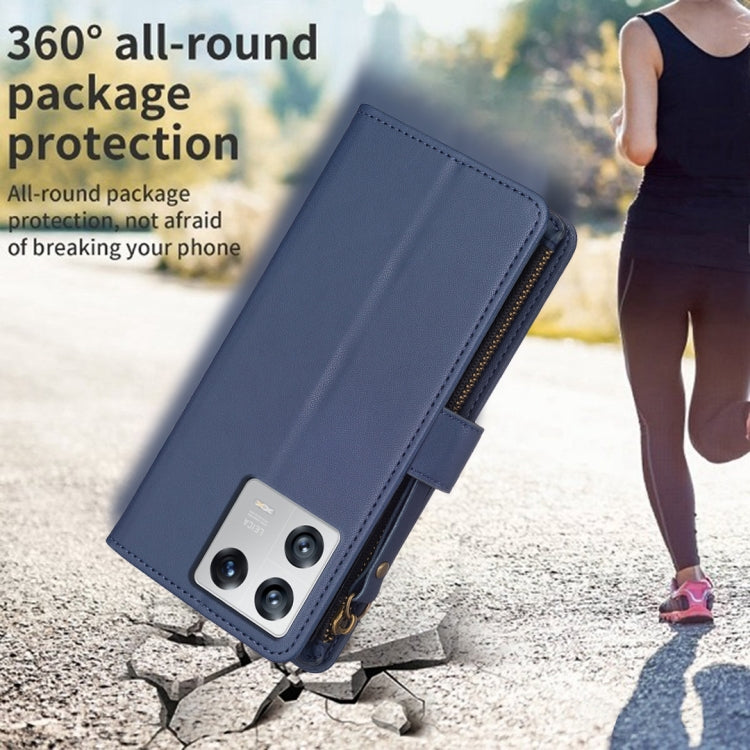 For Xiaomi 13 9 Card Slots Zipper Wallet Leather Flip Phone Case(Blue) - Xiaomi Cases by buy2fix | Online Shopping UK | buy2fix
