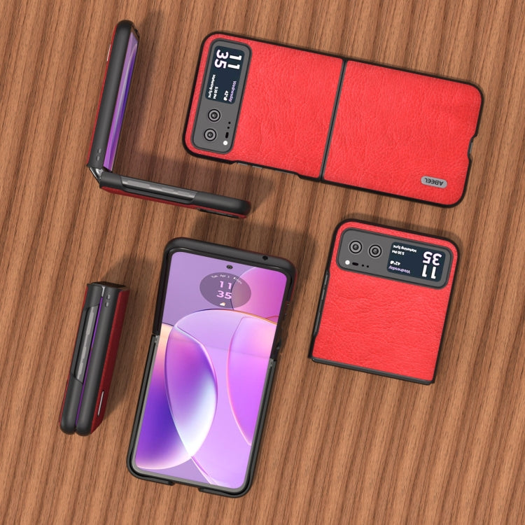 For Motorola Razr 40 ABEEL Retro Litchi Texture PU Phone Case(Red) by buy2fix