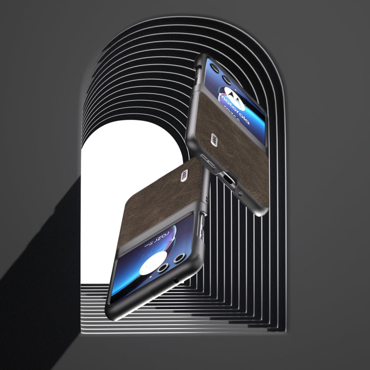 For Motorola Razr 40 Ultra ABEEL Dream Litchi Texture PU Phone Case(Khaki) by buy2fix