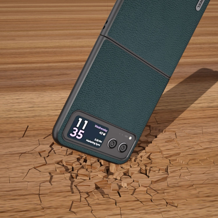 For Motorola Razr 40 ABEEL Genuine Leather Luolai Series Phone Case(Dark Green) by buy2fix