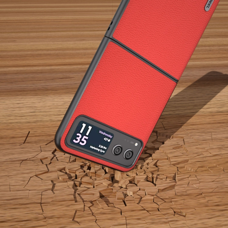 For Motorola Razr 40 ABEEL Genuine Leather Luolai Series Phone Case(Red) by buy2fix