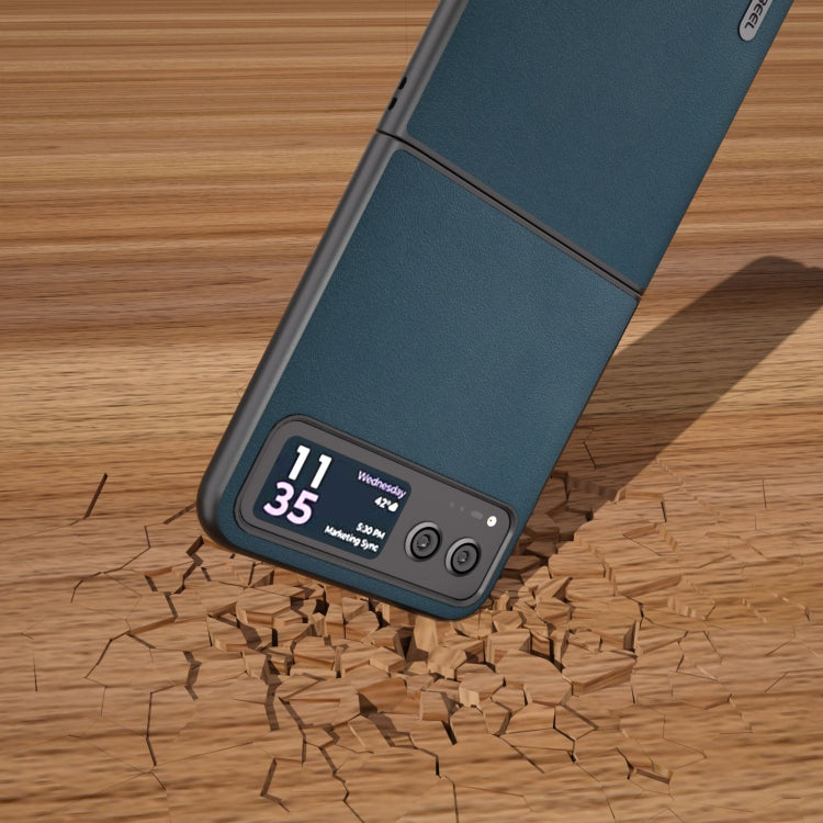 For Motorola Razr 40 ABEEL Genuine Leather Xiaoya Series Phone Case(Dark Green) by buy2fix