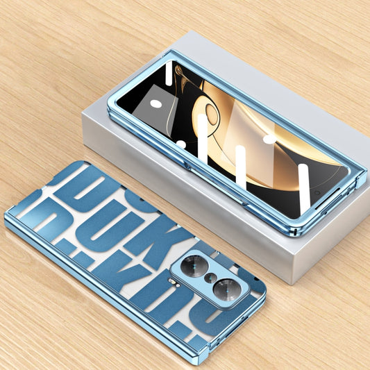 For Honor Magic V Integrated Electroplating Folding Phone Case with Hinge(Blue) - Honor Cases by buy2fix | Online Shopping UK | buy2fix