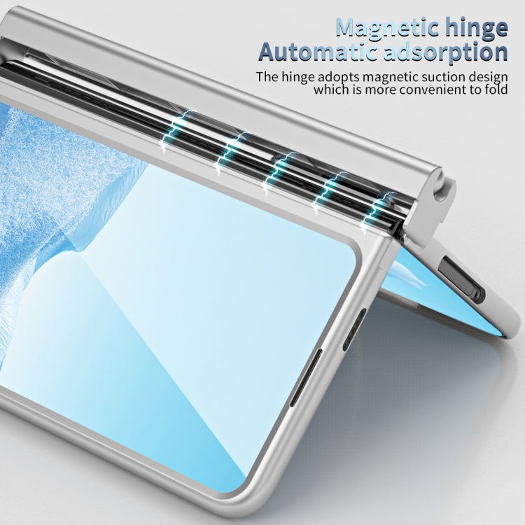 For Google Pixel Fold Integrated Electroplating PC All-inclusive Phone Case with Hinge(Silver) by buy2fix