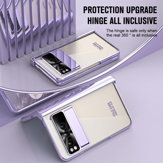 For Google Pixel Fold Integrated Electroplating Folding Phone Case with Pen Slot(Purple) by buy2fix