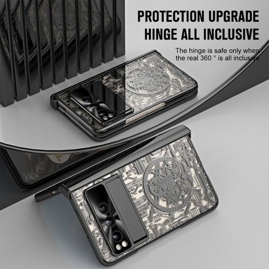 For Google Pixel Fold Mechanical Legend Integrated Electroplating All-inclusive Phone Case with Pen Slot(Black) by buy2fix