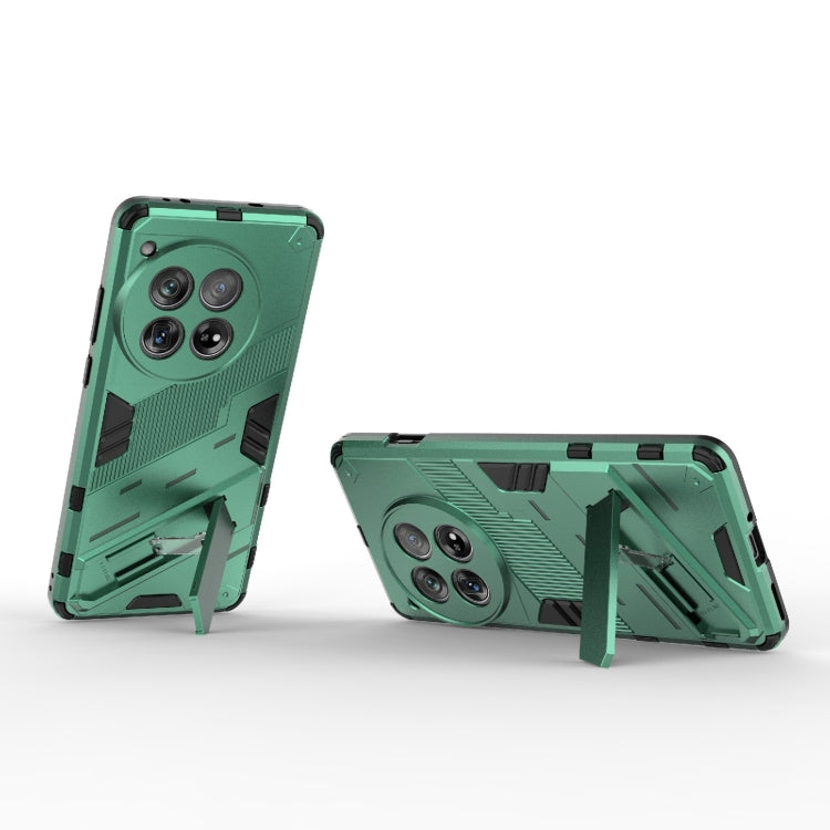 For OnePlus 12 5G Punk Armor 2 in 1 PC + TPU Phone Case with Holder(Green) - OnePlus Cases by buy2fix | Online Shopping UK | buy2fix