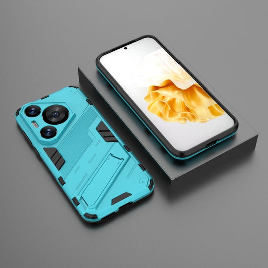 For Huawei Pura 70 Pro / 70 Pro+ Punk Armor 2 in 1 PC + TPU Phone Case with Holder(Blue) by buy2fix