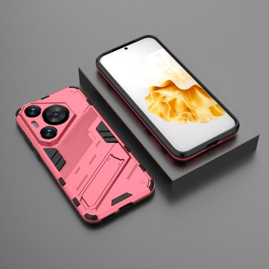 For Huawei Pura 70 Pro / 70 Pro+ Punk Armor 2 in 1 PC + TPU Phone Case with Holder(Light Red) by buy2fix