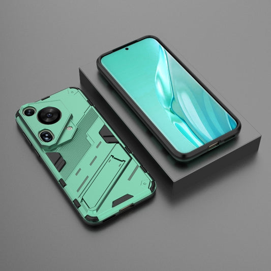 For Huawei Pura 70 Ultra Punk Armor 2 in 1 PC + TPU Phone Case with Holder(Green) by buy2fix