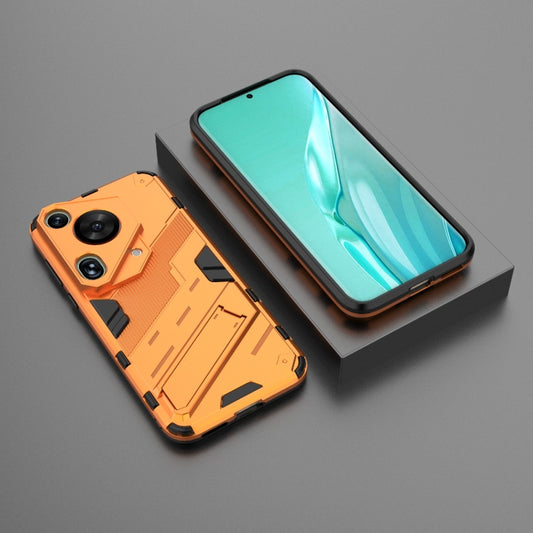 For Huawei Pura 70 Ultra Punk Armor 2 in 1 PC + TPU Phone Case with Holder(Orange) by buy2fix