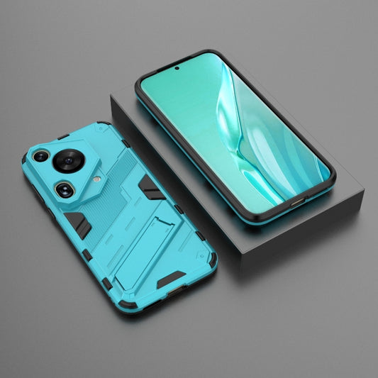 For Huawei Pura 70 Ultra Punk Armor 2 in 1 PC + TPU Phone Case with Holder(Blue) by buy2fix