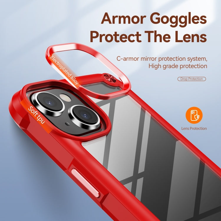 For iPhone 15 Plus TPU + PC Lens Protection Phone Case(Red) by buy2fix