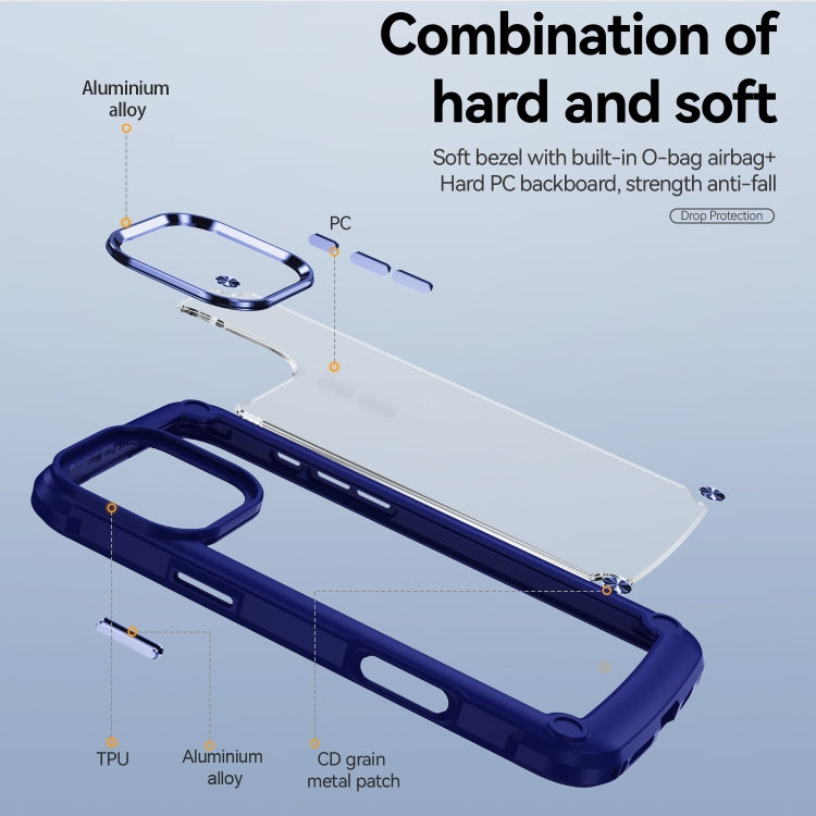 For iPhone 16 Pro Max TPU + PC Lens Protection Phone Case(Blue) by buy2fix