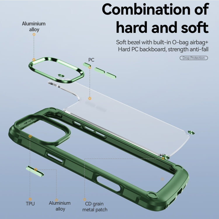 For iPhone 16 Pro Max TPU + PC Lens Protection Phone Case(Green) by buy2fix
