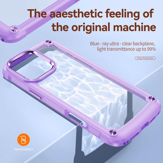 For iPhone 16 Pro Max TPU + PC Lens Protection Phone Case(Purple) by buy2fix