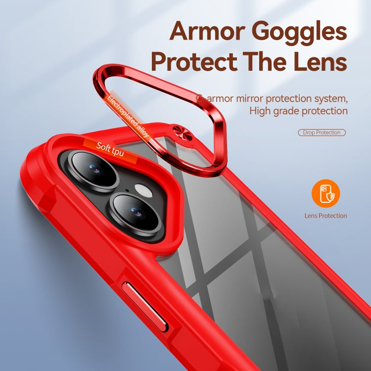 For iPhone 16 Plus TPU + PC Lens Protection Phone Case(Red) by buy2fix