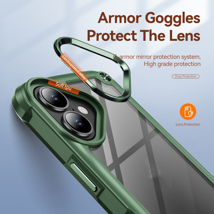 For iPhone 16 Plus TPU + PC Lens Protection Phone Case(Green) by buy2fix