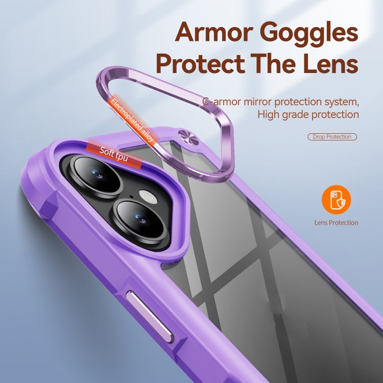 For iPhone 16 Plus TPU + PC Lens Protection Phone Case(Purple) by buy2fix
