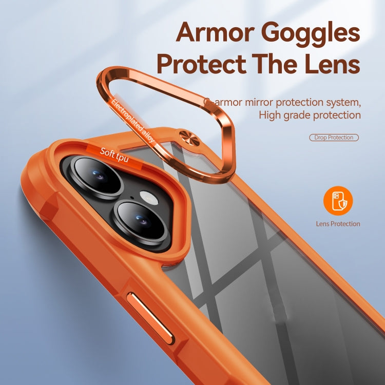 For iPhone 16 Plus TPU + PC Lens Protection Phone Case(Orange) by buy2fix