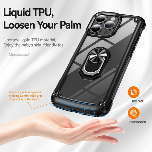 For iPhone 16 Pro Max TPU + PC Lens Protection Phone Case with Ring Holder(Black) by buy2fix