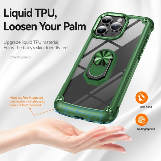 For iPhone 16 Pro TPU + PC Lens Protection Phone Case with Ring Holder(Green) by buy2fix