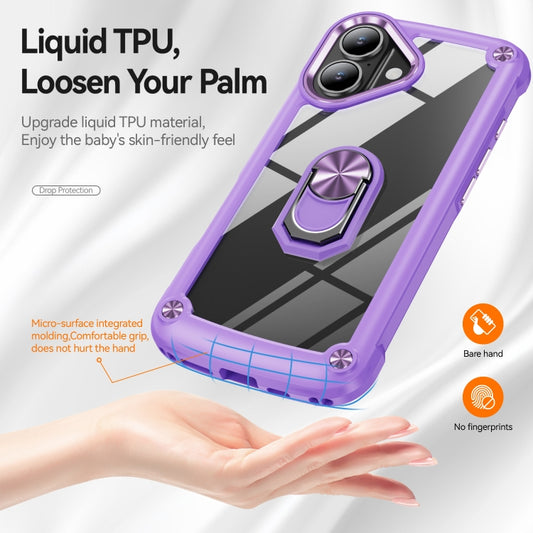 For iPhone 16 Plus TPU + PC Lens Protection Phone Case with Ring Holder(Purple) by buy2fix