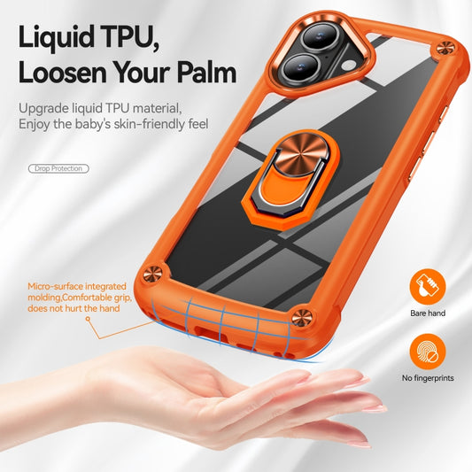 For iPhone 16 Plus TPU + PC Lens Protection Phone Case with Ring Holder(Orange) by buy2fix