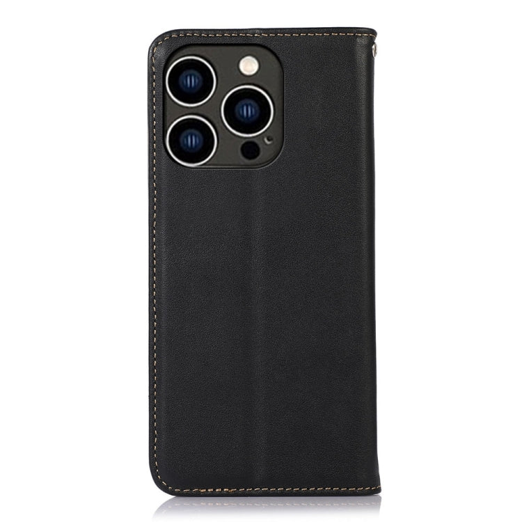 For iPhone 15 Pro KHAZNEH Nappa Top Layer Cowhide Leather Phone Case(Black) - iPhone 15 Pro Cases by buy2fix | Online Shopping UK | buy2fix