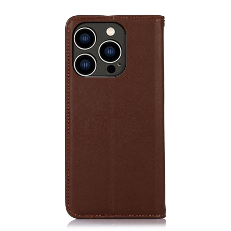 For iPhone 15 Pro KHAZNEH Nappa Top Layer Cowhide Leather Phone Case(Brown) - iPhone 15 Pro Cases by buy2fix | Online Shopping UK | buy2fix