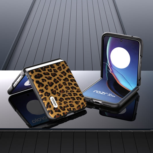 For Motorola Razr 40 Ultra ABEEL Black Edge Leopard Phone Case(Golden Leopard) by buy2fix