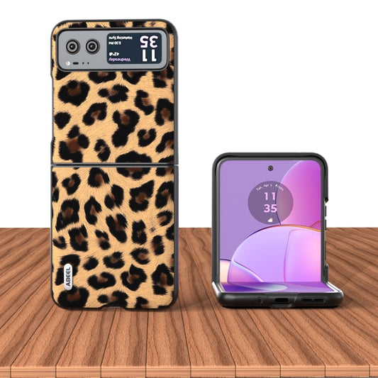 For Motorola Razr 40 ABEEL Black Edge Leopard Phone Case(Leopard Print) by buy2fix