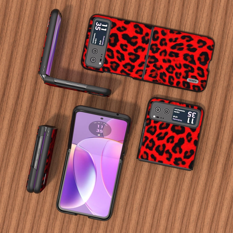 For Motorola Razr 40 ABEEL Black Edge Leopard Phone Case(Red Leopard) by buy2fix