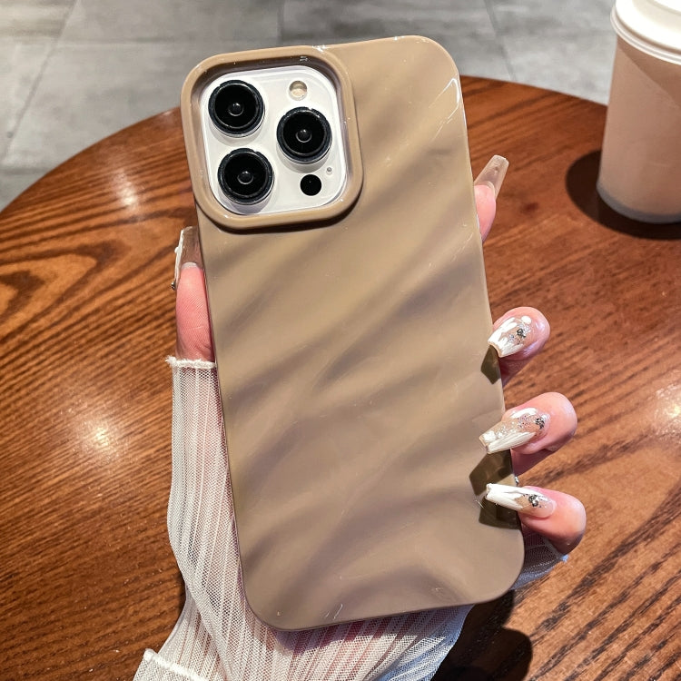 For iPhone 15 Pro Max Solid Color Wave Texture TPU Phone Case(Brown) - iPhone 15 Pro Max Cases by buy2fix | Online Shopping UK | buy2fix