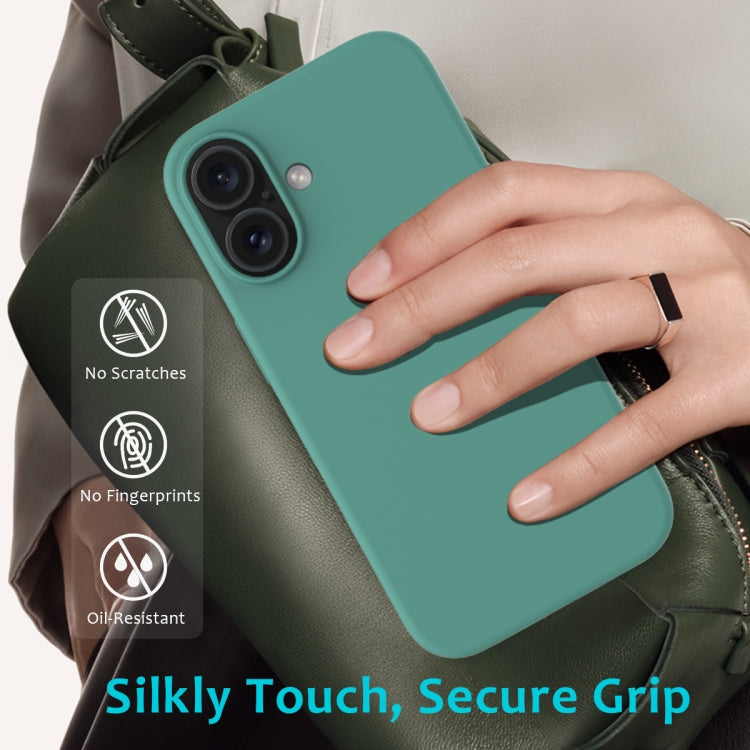 For iPhone 16 Solid Color Silicone Phone Case(Pine Needle Green) by buy2fix