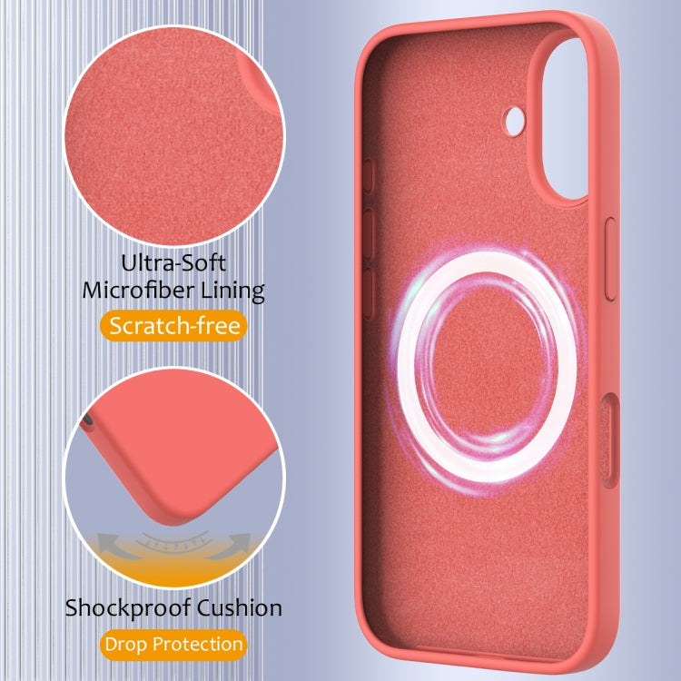 For iPhone 16 Plus Shockproof Silicone Magsafe Phone Case(Pink Orange) by buy2fix