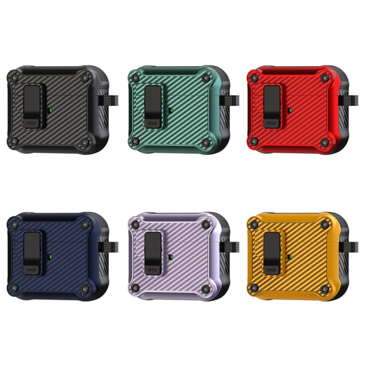 For AirPods 3 Carbon Fiber Magnetic Automatic Switch Earphone Protective Case(Purple) by buy2fix