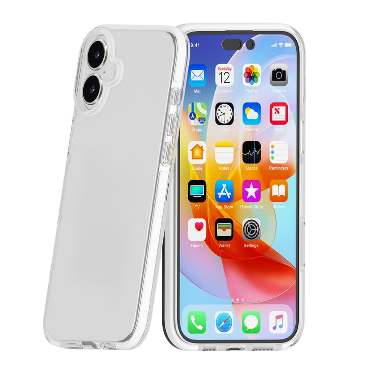 For iPhone 16 Plus Two-color Shockproof High Transparency TPU Phone Case(White) by buy2fix