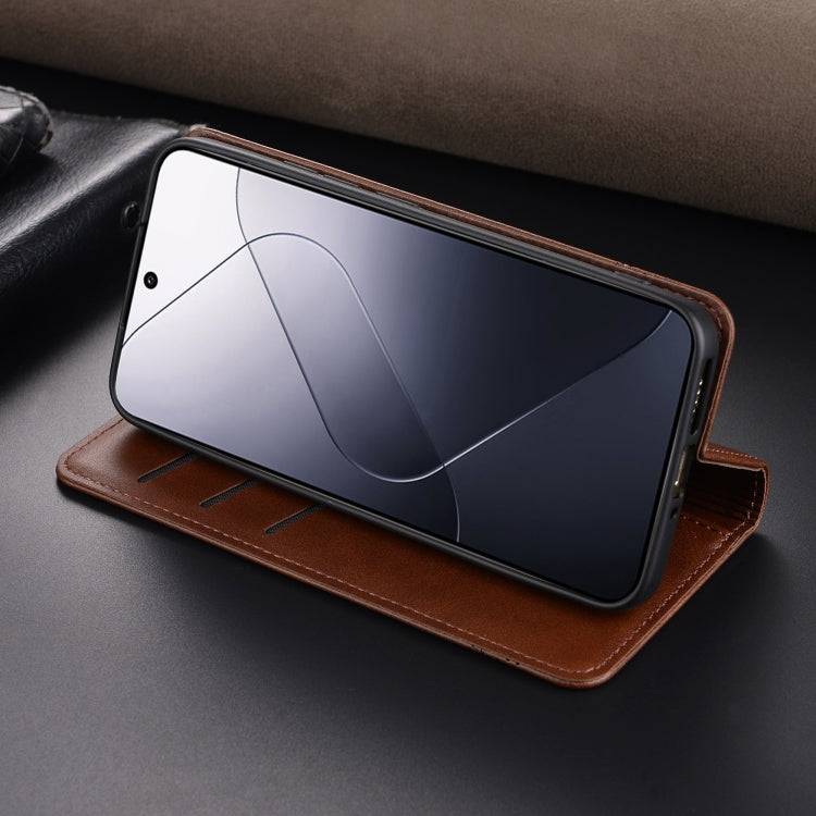 For Xiaomi 14 AZNS Magnetic Calf Texture Flip Leather Phone Case(Light Brown) - Xiaomi Cases by AZNS | Online Shopping UK | buy2fix