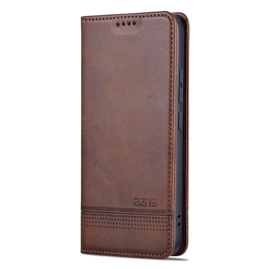 For Xiaomi 14 AZNS Magnetic Calf Texture Flip Leather Phone Case(Dark Brown) by AZNS