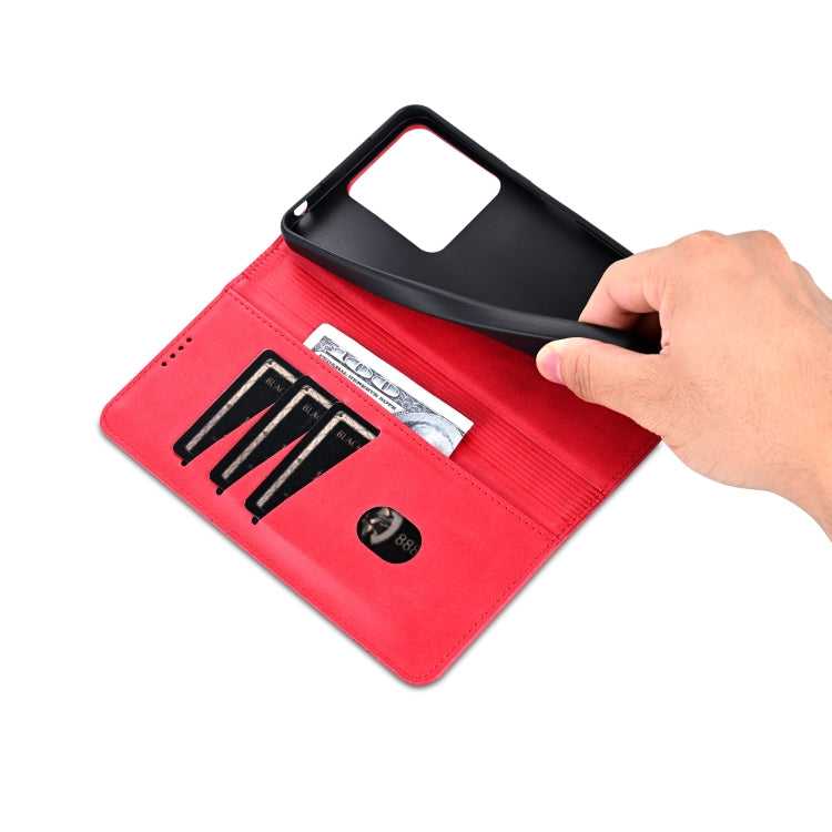 For Xiaomi Redmi 13C / Poco C65 AZNS Magnetic Calf Texture Flip Leather Phone Case(Red) by AZNS
