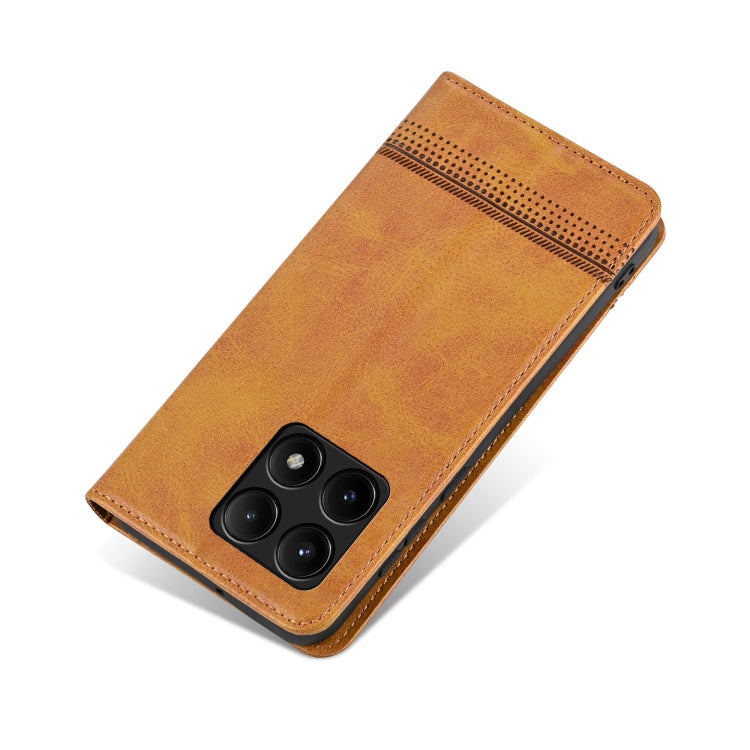 For Xiaomi Redmi K70/K70 Pro AZNS Magnetic Calf Texture Flip Leather Phone Case(Light Brown) by AZNS