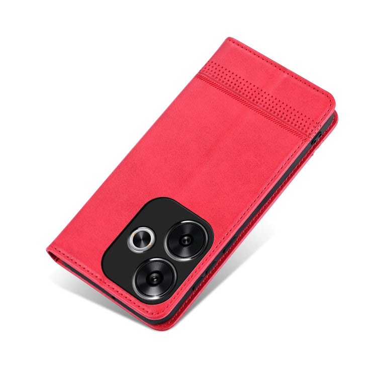 For Xiaomi Redmi Turbo 3 AZNS Magnetic Calf Texture Flip Leather Phone Case(Red) by AZNS