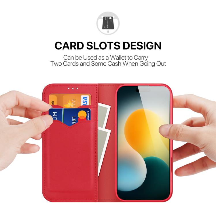 For iPhone 17 Pro DUX DUCIS Hivo Series Cowhide + PU + TPU Flip Phone Case(Red) - iPhone 17 Pro Cases by DUX DUCIS | Online Shopping UK | buy2fix