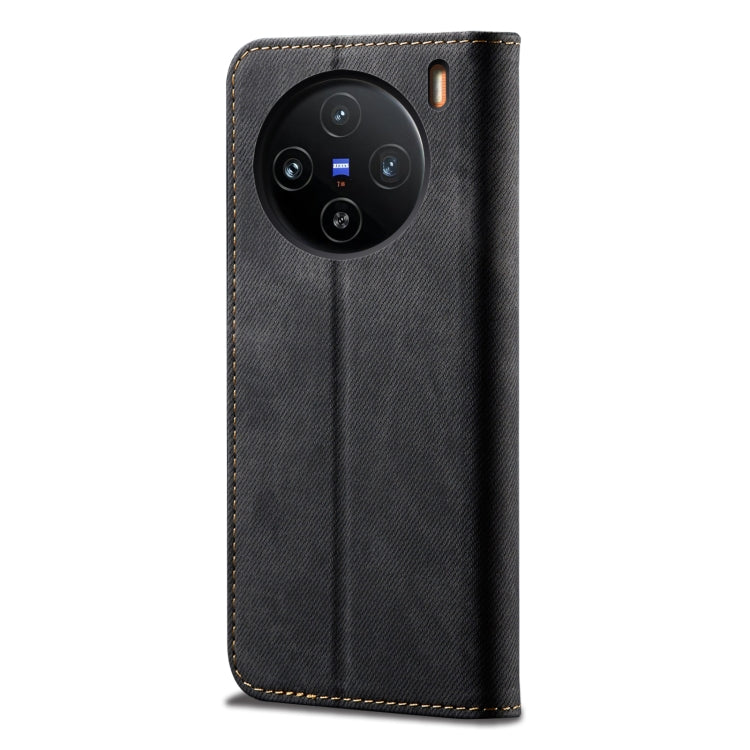For vivo X100 Denim Texture Flip Leather Phone Case(Black) - vivo Cases by imak | Online Shopping UK | buy2fix
