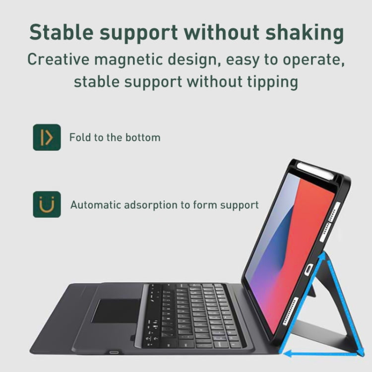 For iPad 10.2 2021 / 2020 / 2019 Integrated Bluetooth Keyboard Leather Case with Backlight & Touchpad(Black) by buy2fix